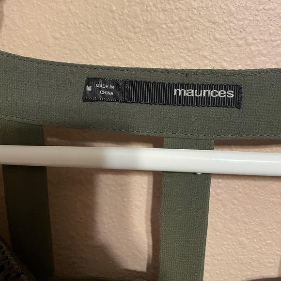 Army Green Patterned Tank Top Blouse - Picture 2 of 3